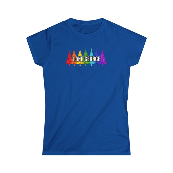 Lake George Ladies T-Shirt - Rainbow Trees