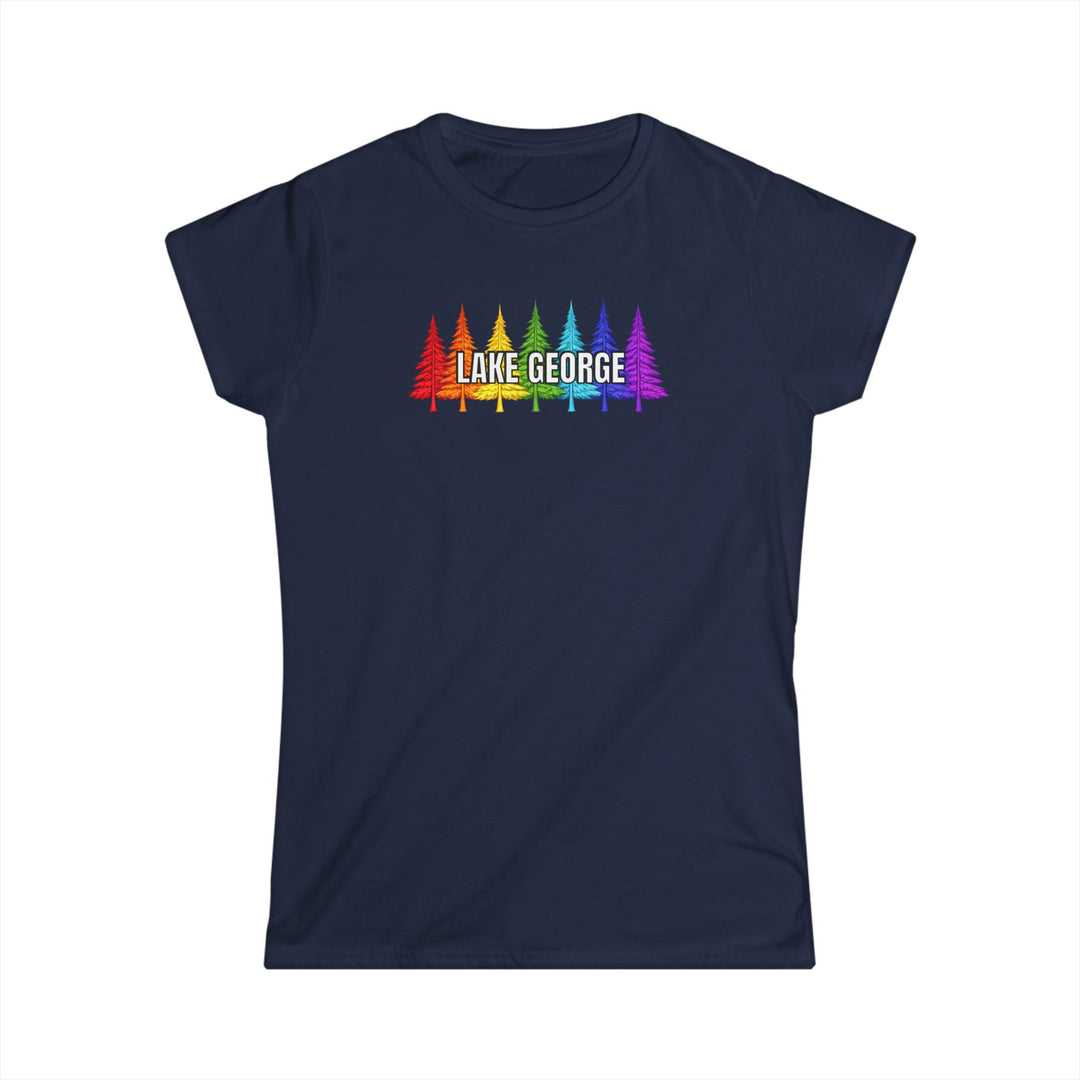 Lake George Ladies T-Shirt - Rainbow Trees