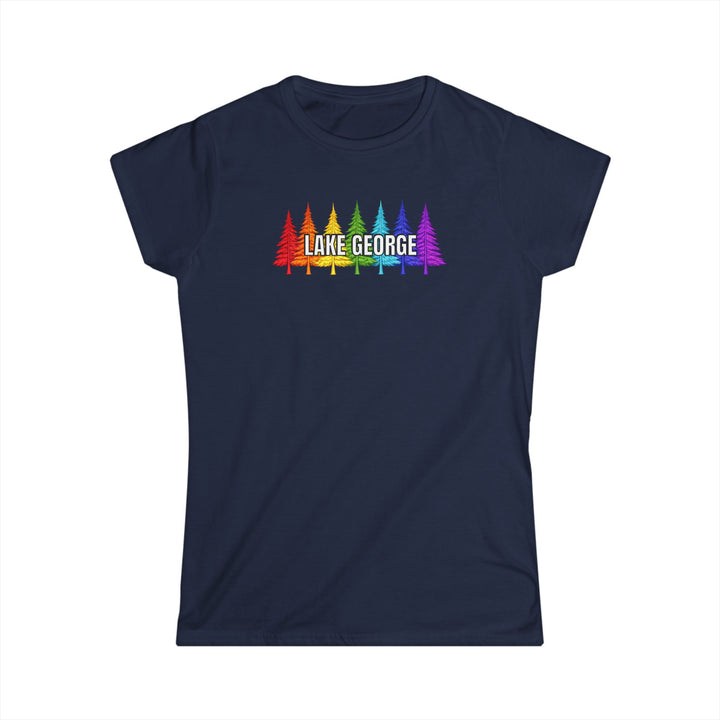 Lake George Ladies T-Shirt - Rainbow Trees