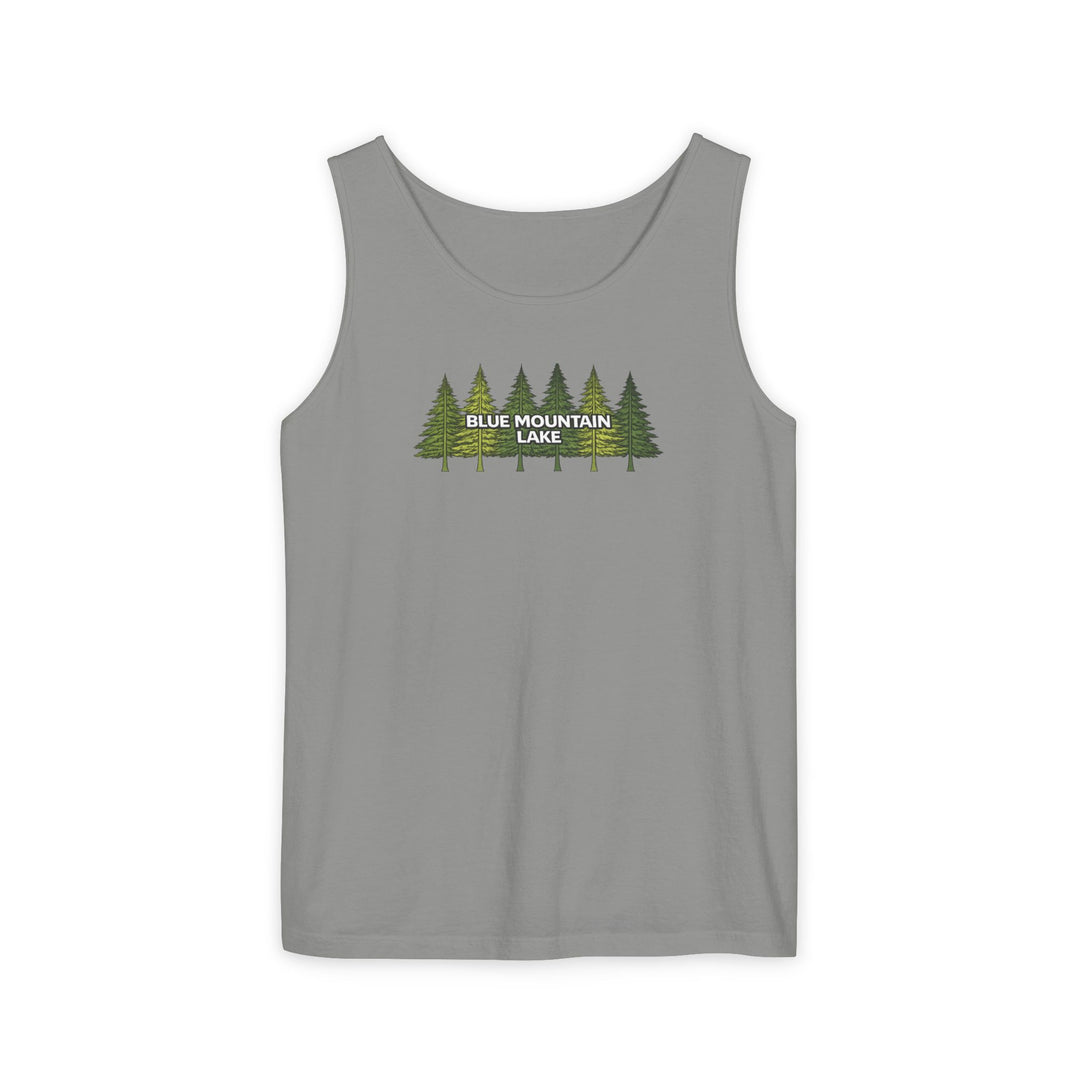 Blue Mountain Lake Pine Trees Unisex Tank