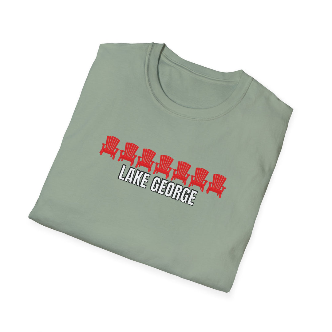 Lake George Unisex T-Shirt - Red Chairs