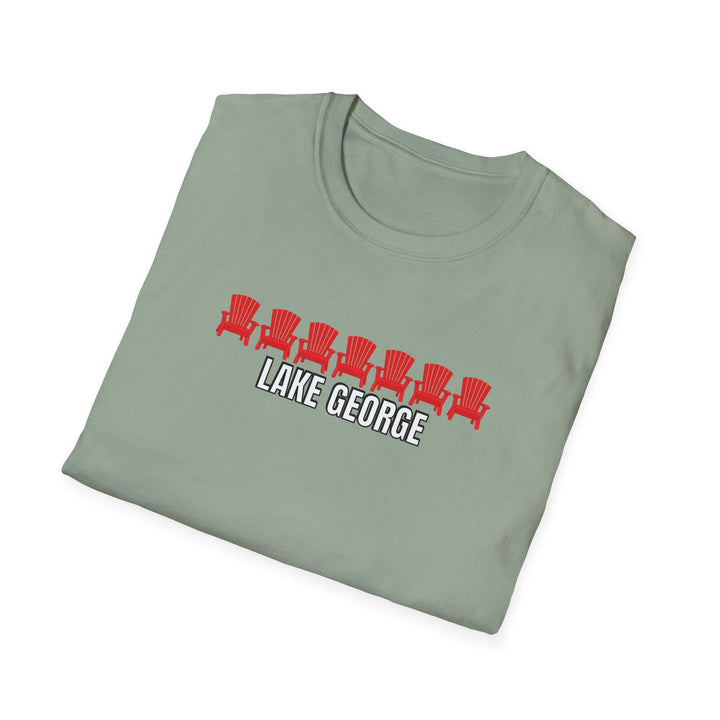 Lake George Unisex T-Shirt - Red Chairs