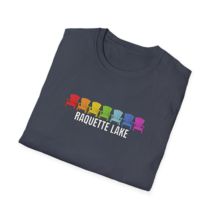 Raquette Lake Unisex T-Shirt - Rainbow Chairs