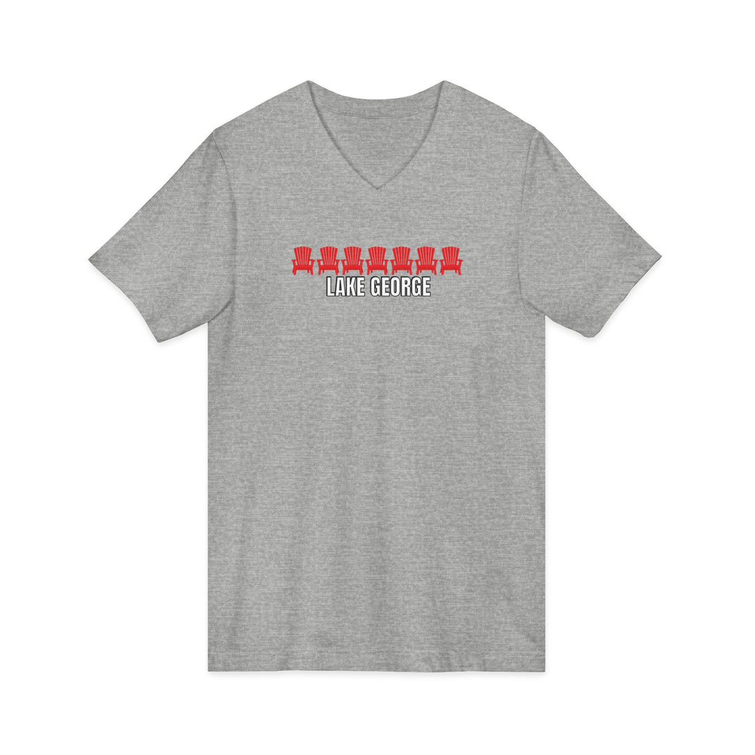 Lake George Unisex V-Neck - Red Chairs
