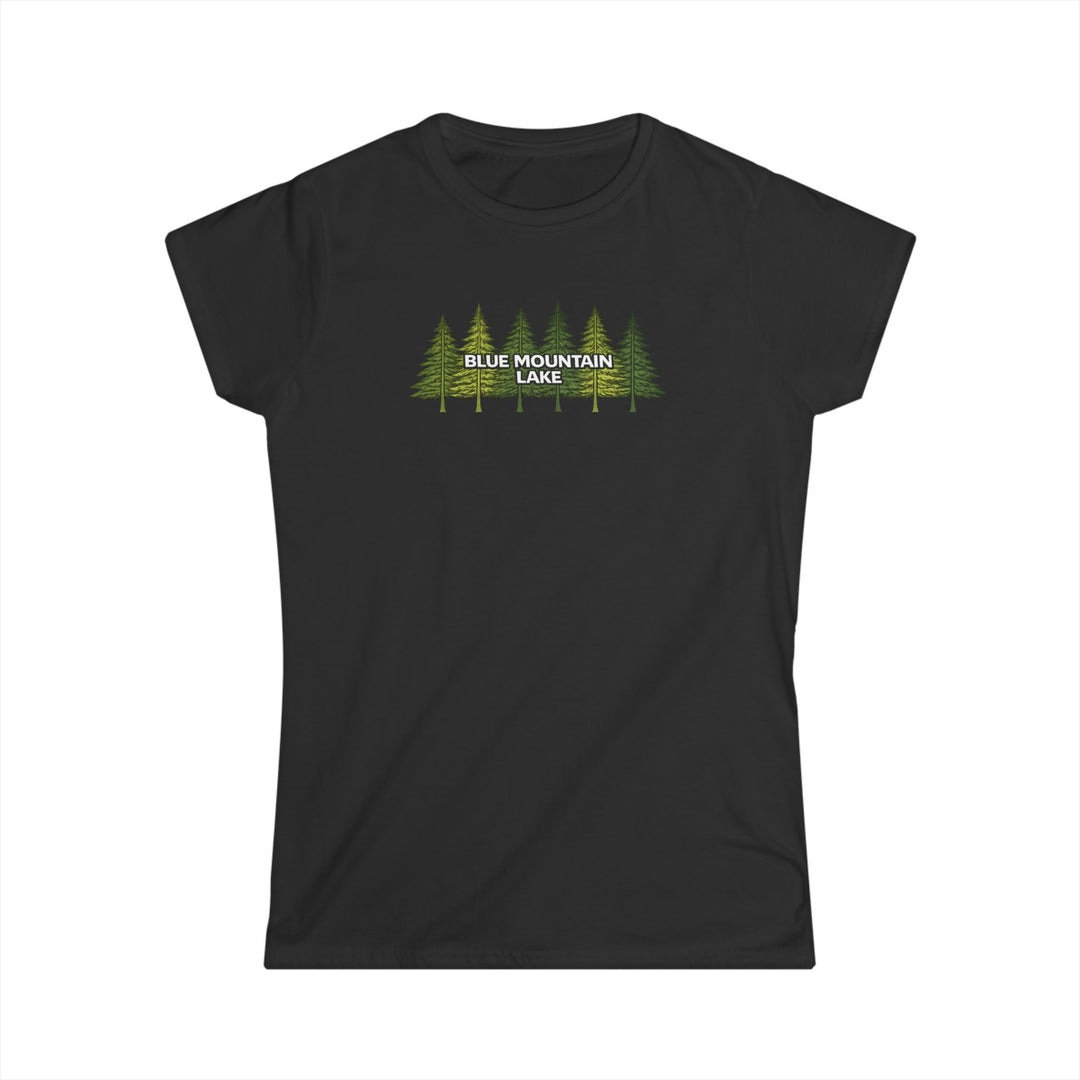Blue Mountain Lake Pine Trees Ladies Tee