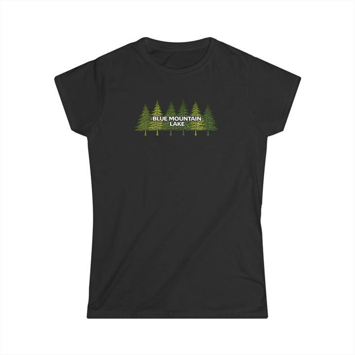 Blue Mountain Lake Pine Trees Ladies Tee