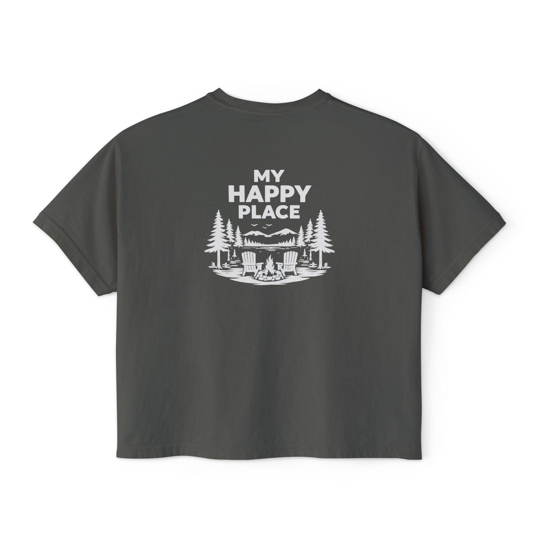 Blue Mtn Lake My Happy Place Ladies Boxy Tee