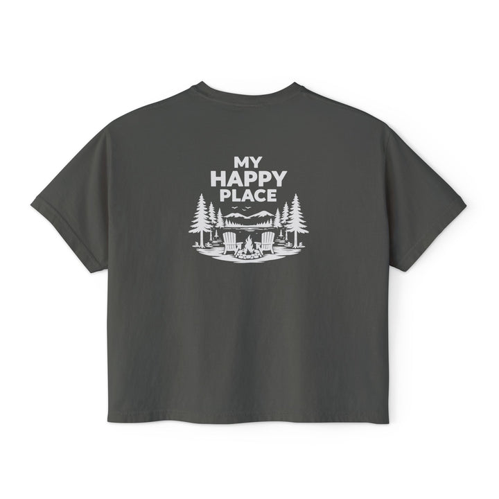 Blue Mtn Lake My Happy Place Ladies Boxy Tee