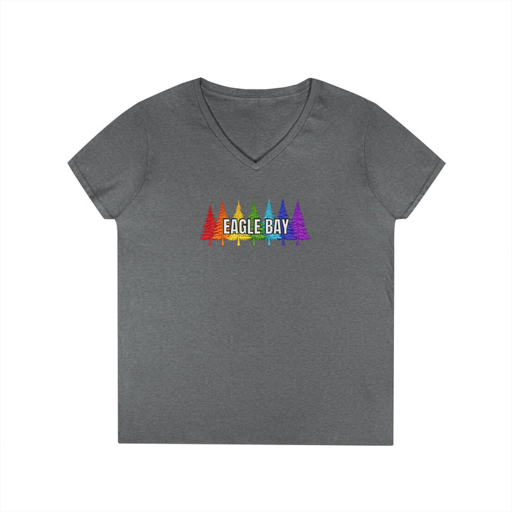 Eagle Bay Ladies V-Neck T-Shirt - Rainbow Trees