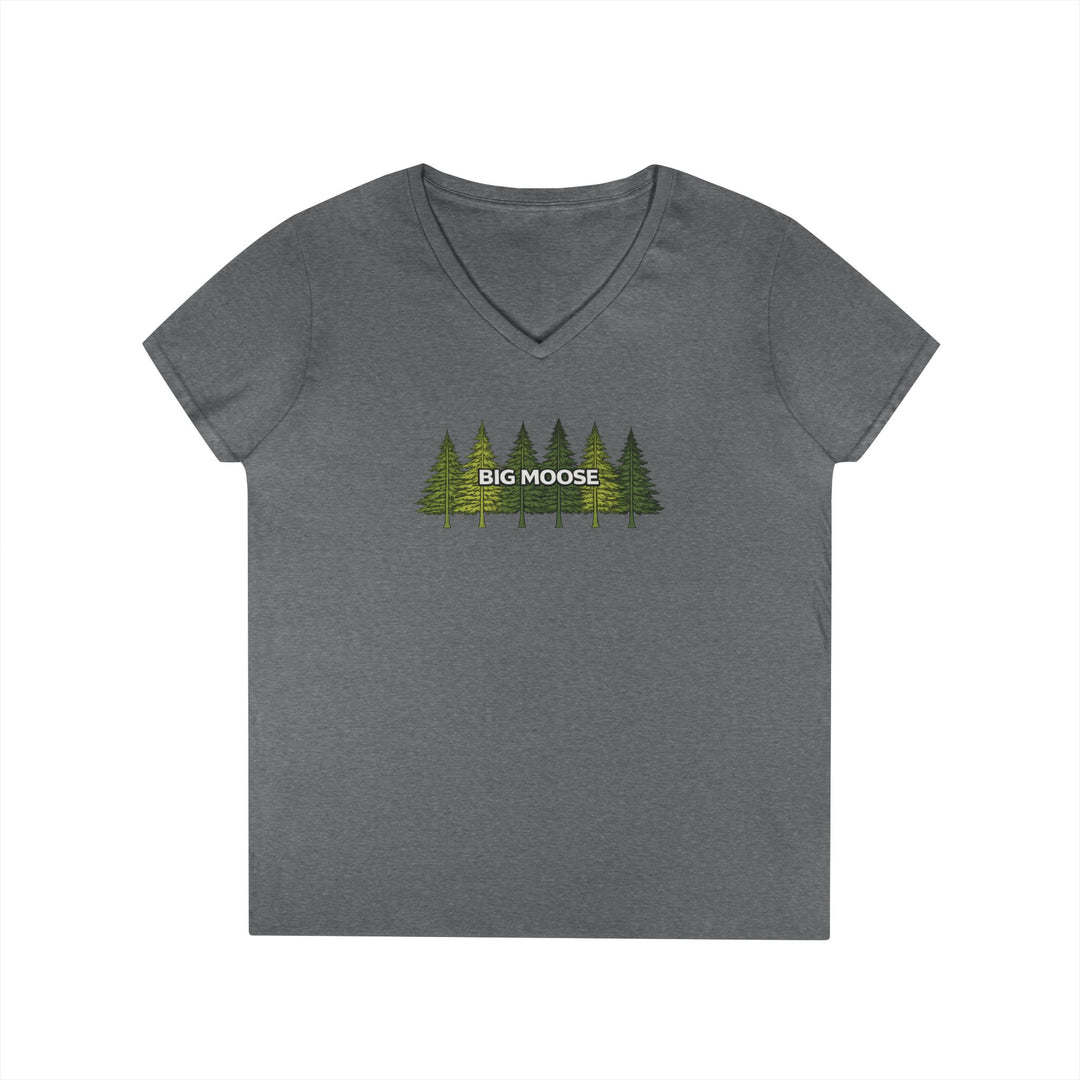 Big Moose Pine Trees Ladies V-Neck