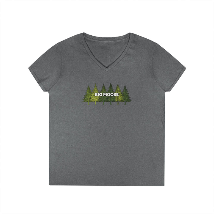 Big Moose Pine Trees Ladies V-Neck