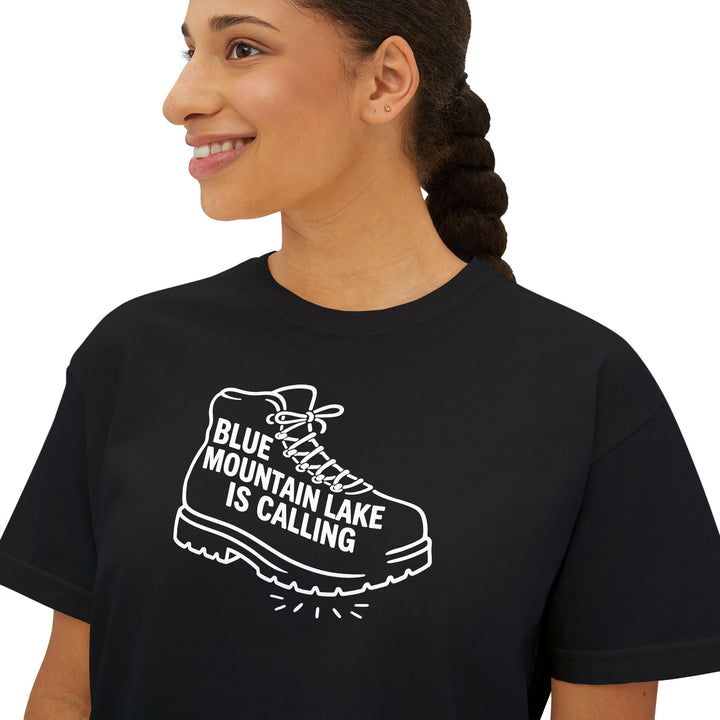 Blue Mountain Lake is Calling Ladies Boxy Tee
