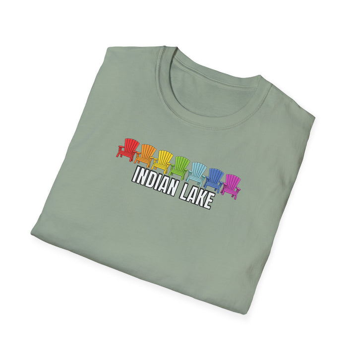Indian Lake Unisex T-Shirt - Rainbow Chairs