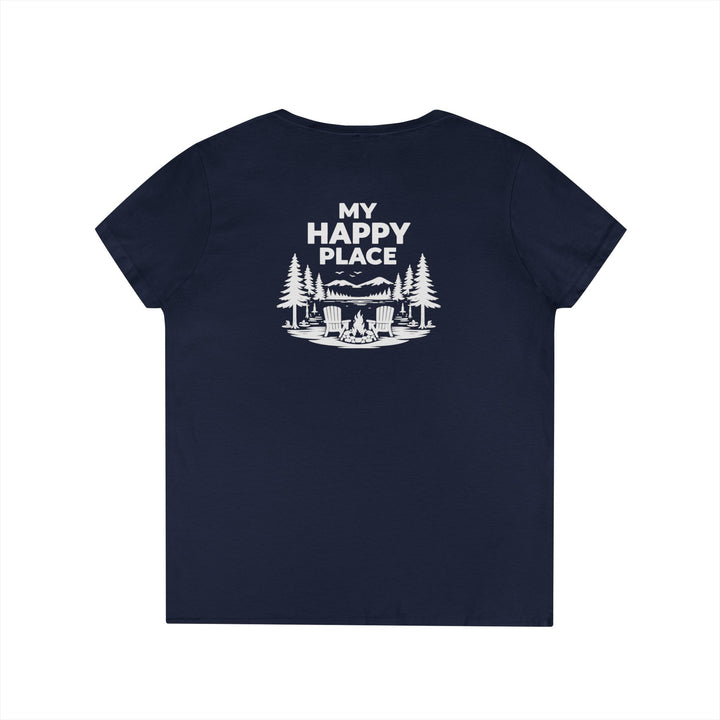 Adirondacks, My Happy Place Ladies V-Neck T-Shirt