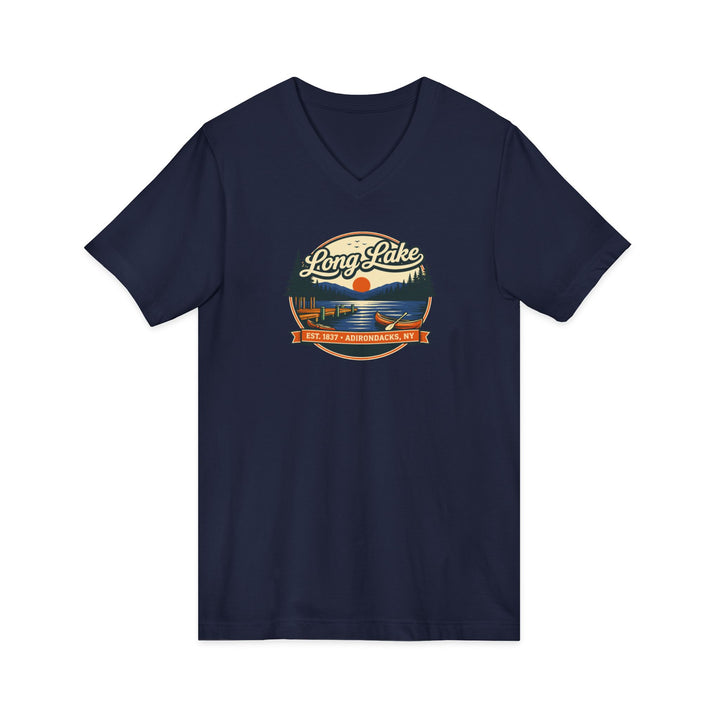 Long Lake Sunset Unisex V-Neck T-Shirt