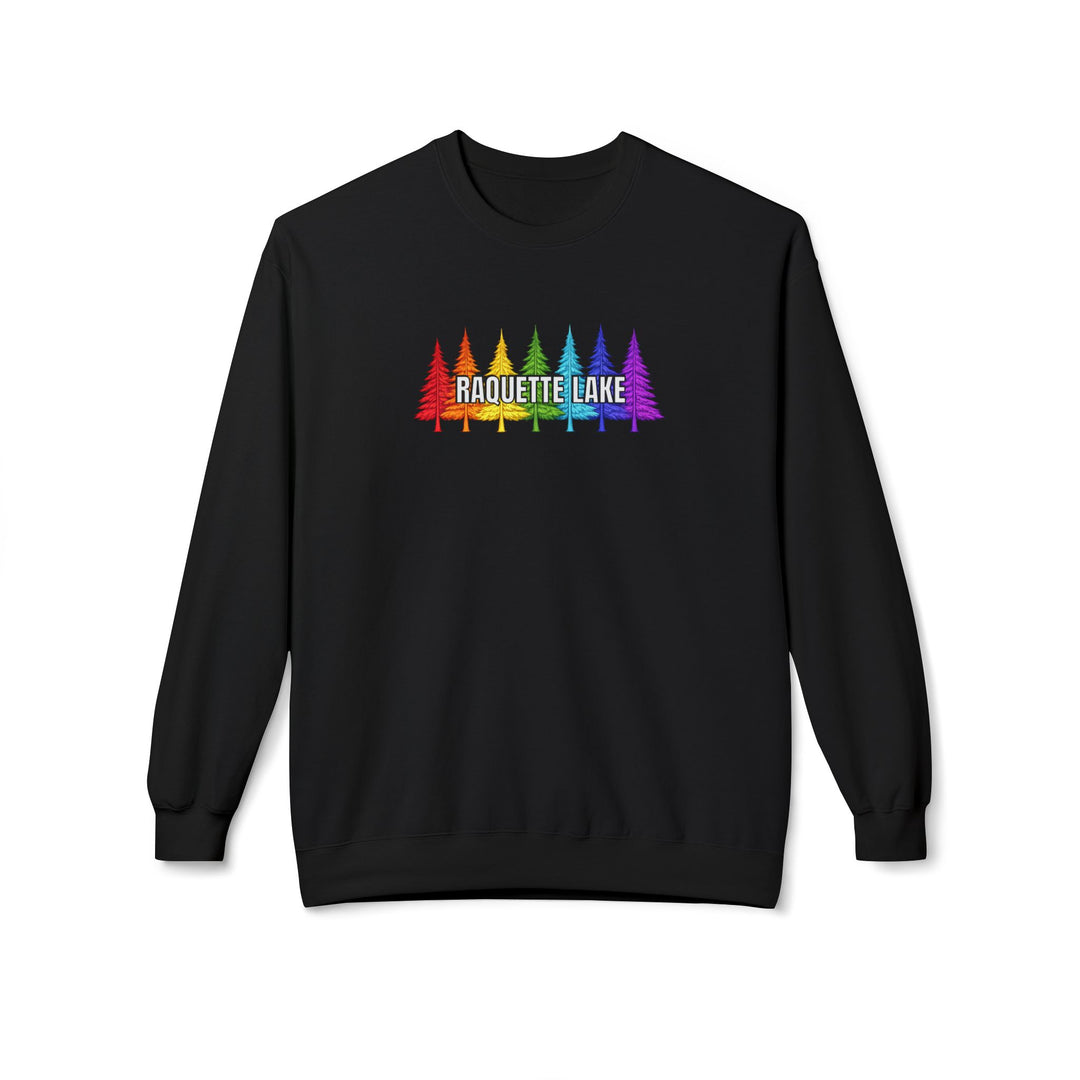 Raquette Lake Sweatshirt - Rainbow Trees