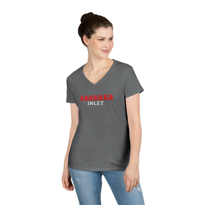 Inlet Ladies V-Neck T-Shirt - Red Chairs