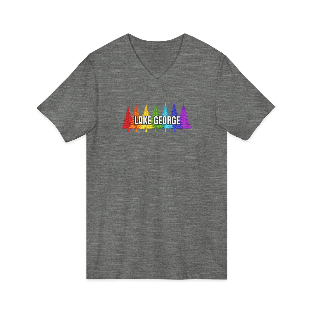 Lake George Unisex V-Neck - Rainbow Trees