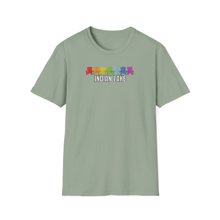 Indian Lake Unisex T-Shirt - Rainbow Chairs