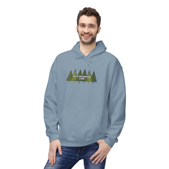 Blue Mountain Lake Pine Trees Hoodie