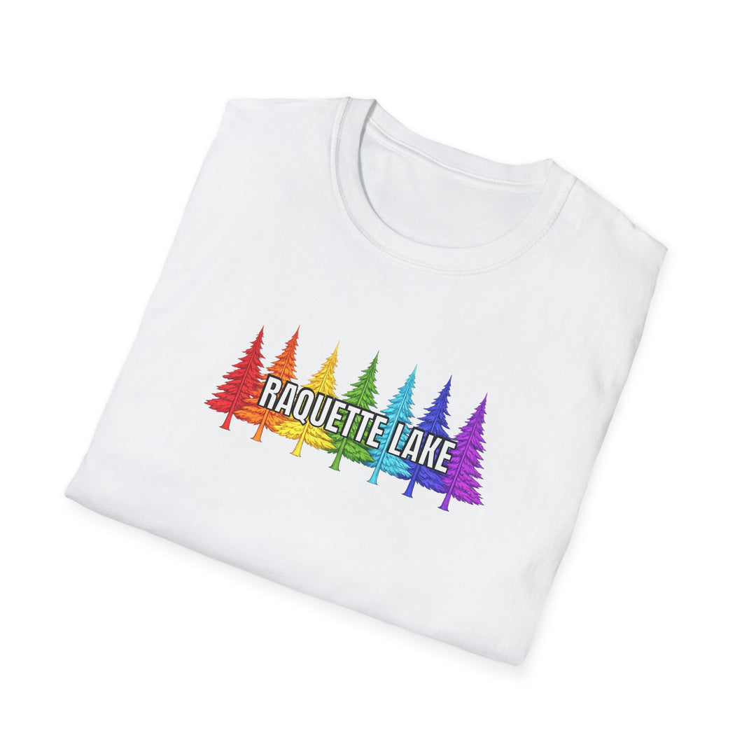 Raquette Lake Unisex T-Shirt - Rainbow Trees