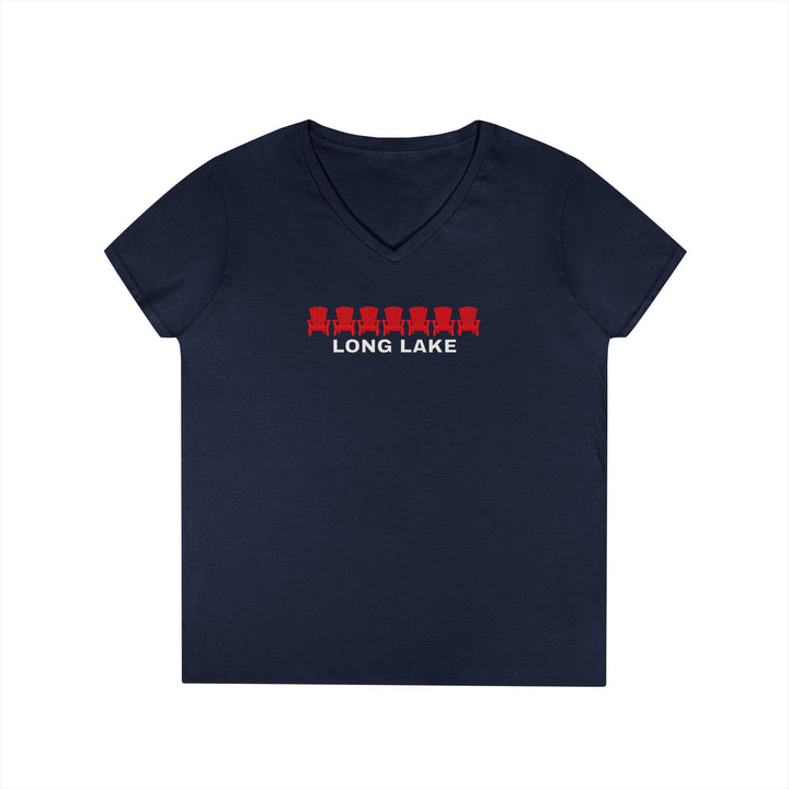 Long Lake ADK Chairs Ladies V-Neck T-Shirt