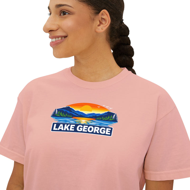 Lake George Sunset Ladies Boxy Tee