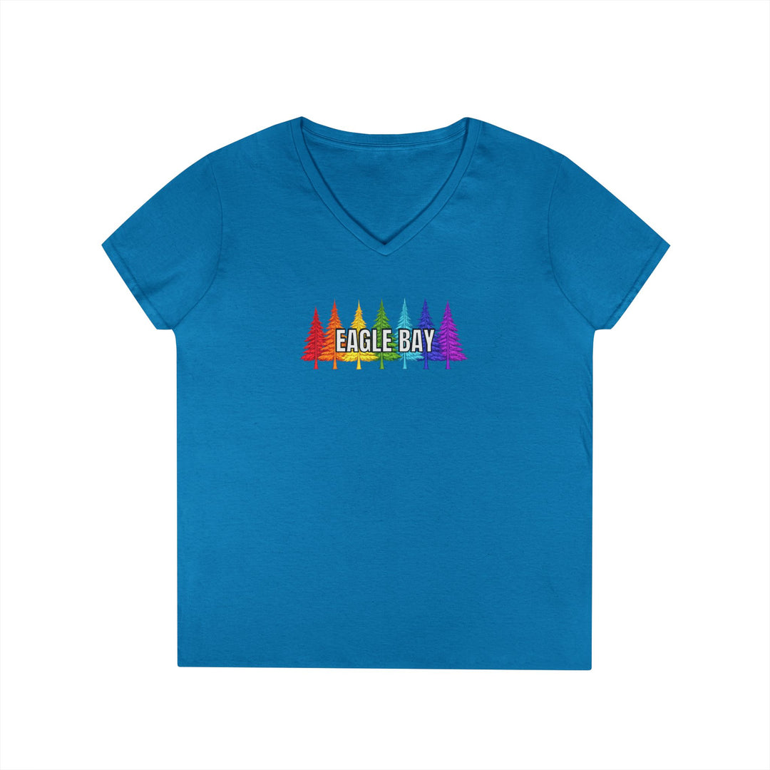 Eagle Bay Ladies V-Neck T-Shirt - Rainbow Trees