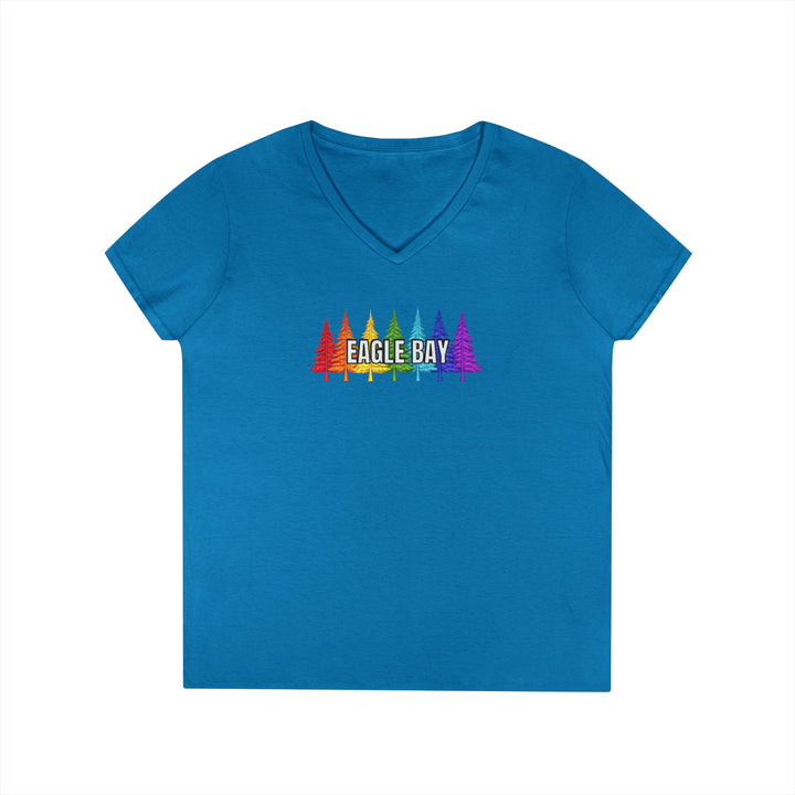 Eagle Bay Ladies V-Neck T-Shirt - Rainbow Trees