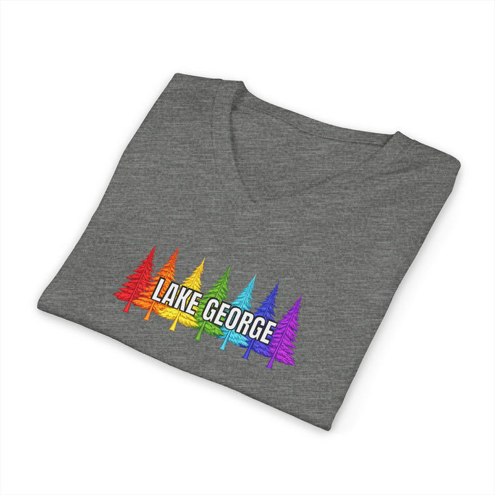 Lake George Unisex V-Neck - Rainbow Trees