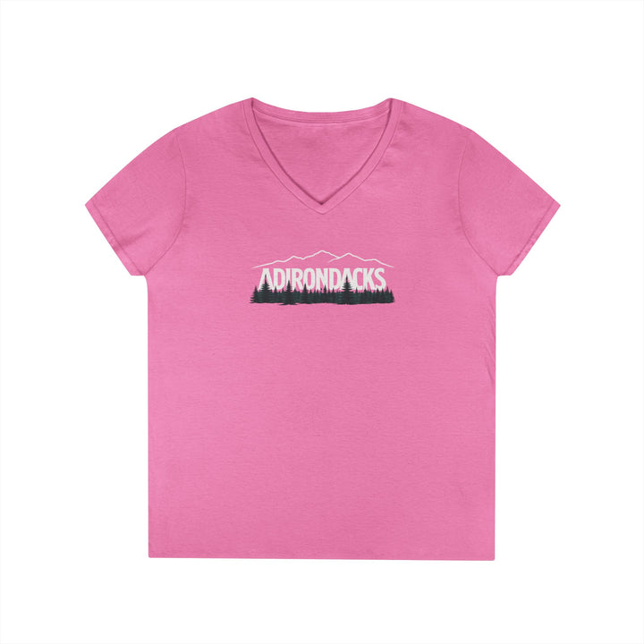 Adirondacks Mtn Range Ladies V-Neck T-Shirt