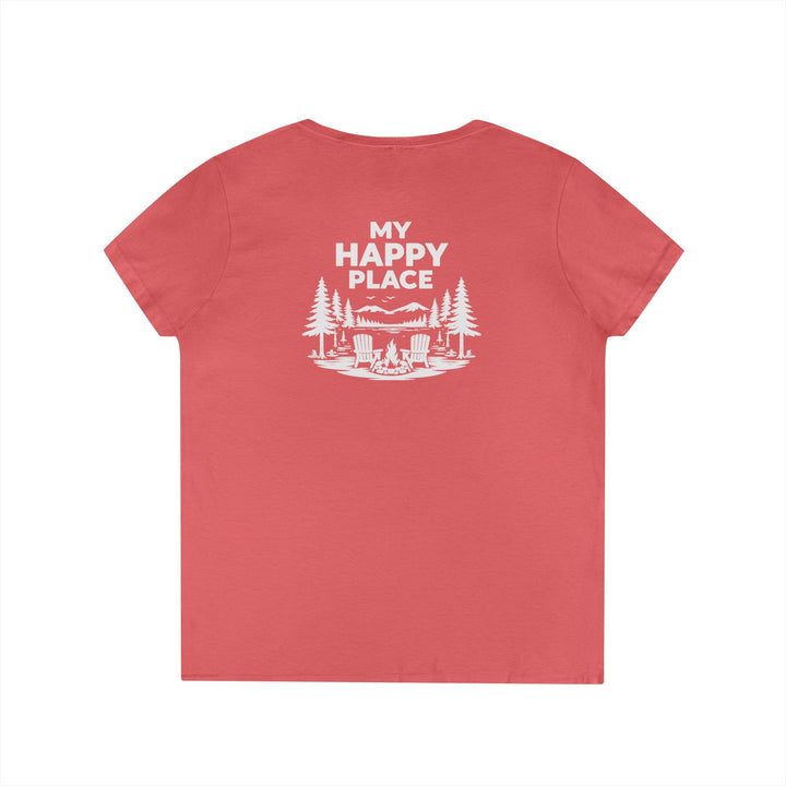 Adirondacks, My Happy Place Ladies V-Neck T-Shirt