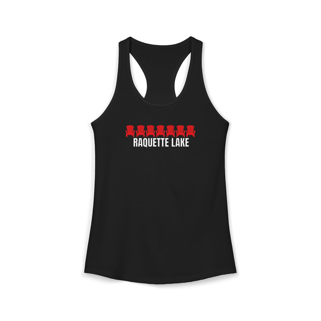 Raquette Lake Ladies Racerback - Red Chairs