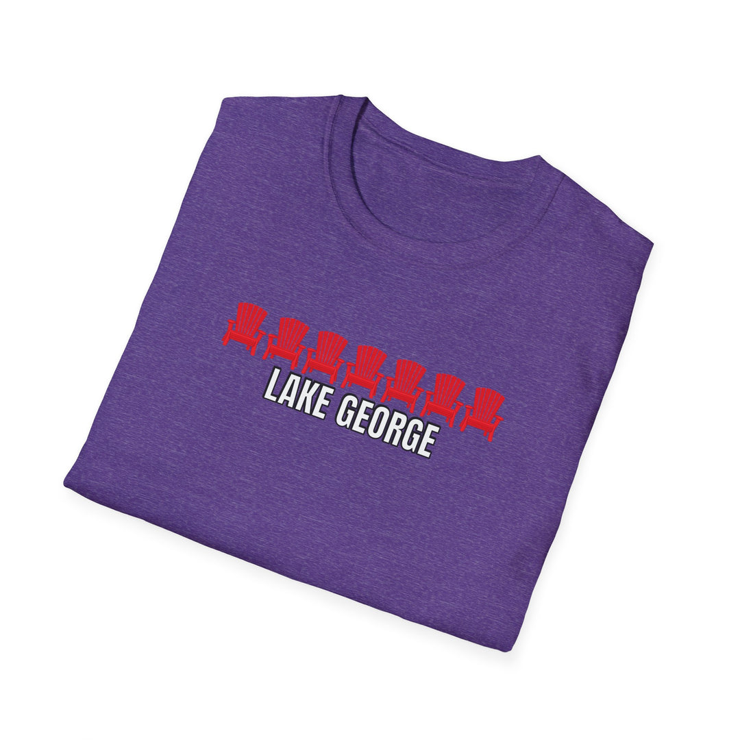 Lake George Unisex T-Shirt - Red Chairs