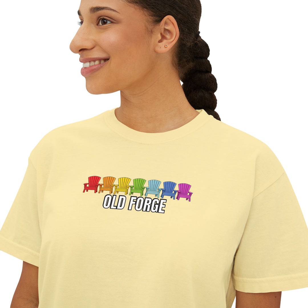 Old Forge Rainbow Chairs Ladies Boxy Tee