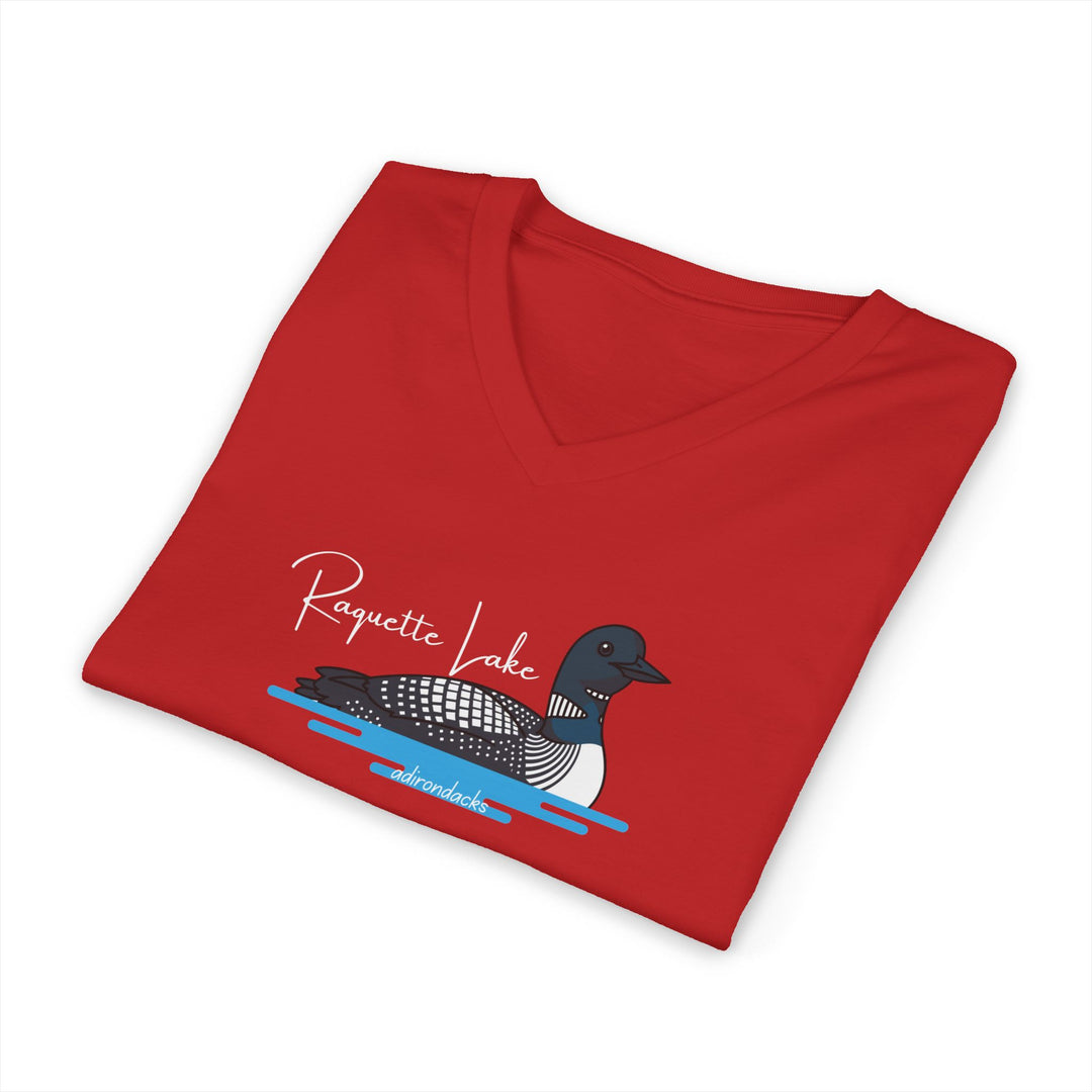 Raquette Lake Unisex V-Neck T-Shirt - Loon