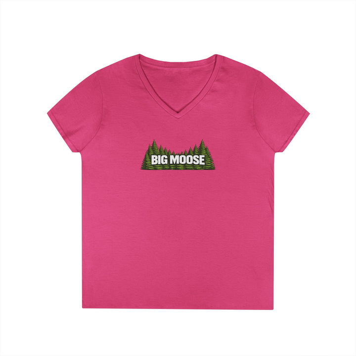 Big Moose Trees Ladies V-Neck T-Shirt