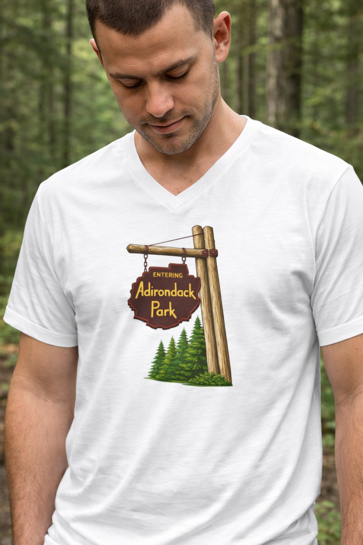 Entering Adirondack Park Sign Unisex V-Neck