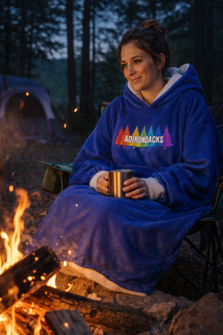 Adirondack Rainbow Trees Hooded Blanket