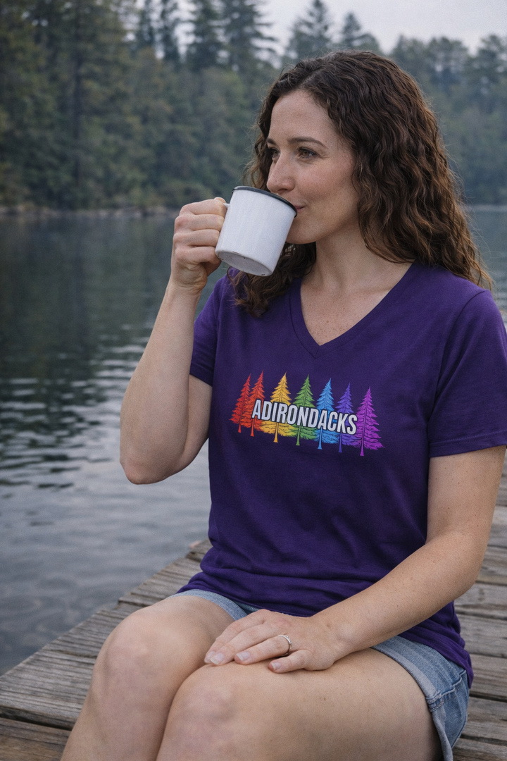 Adirondack Rainbow Trees Unisex V-Neck