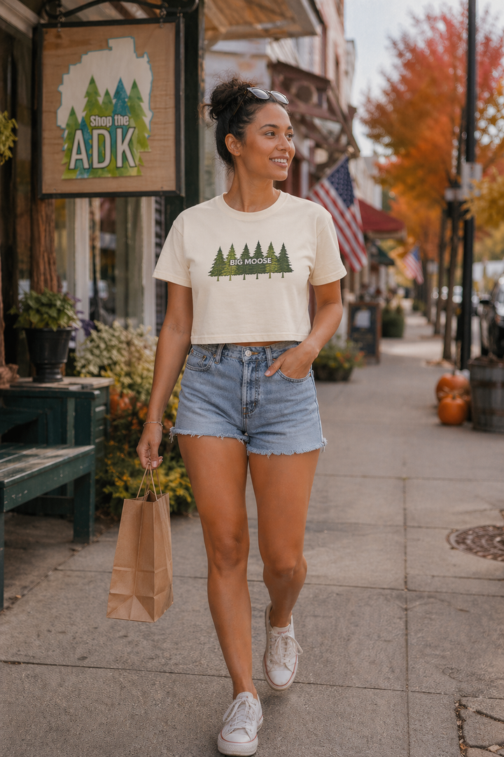 Big Moose Pine Tree Ladies Boxy Tee