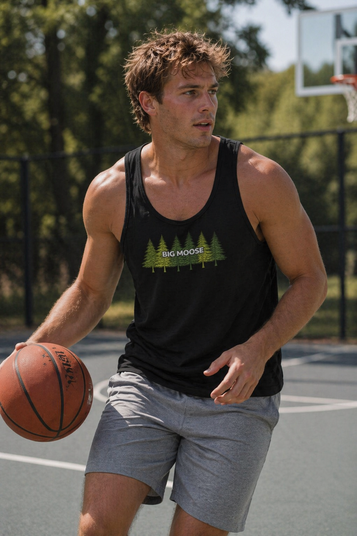 Big Moose Pine Trees Unisex Tank