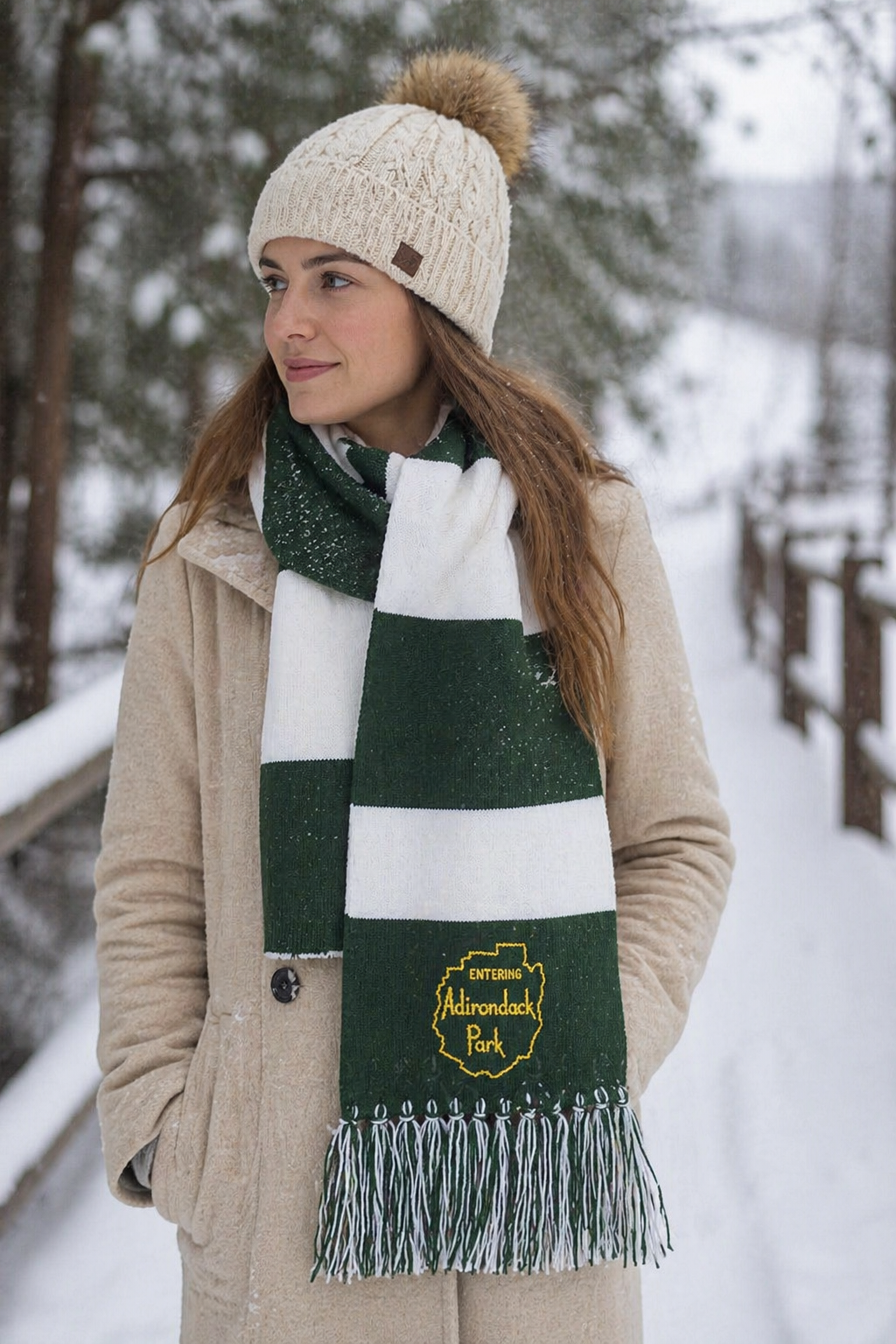 Entering Adirondack Park Embroidered Scarf