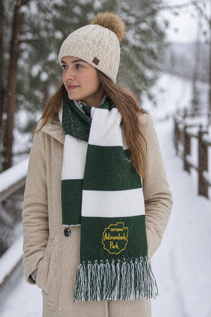 Entering Adirondack Park Embroidered Scarf