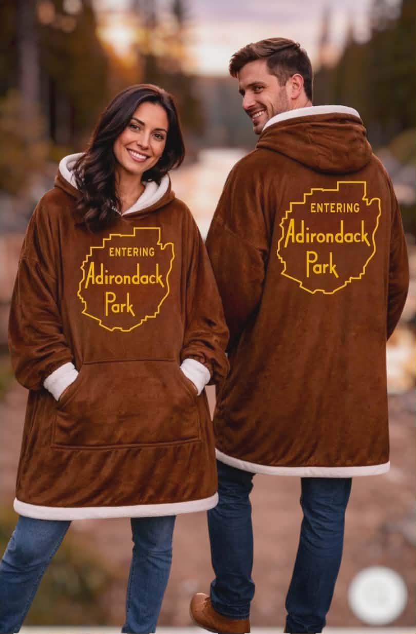 Entering Adirondack Park Hooded Blanket