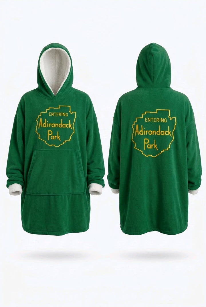 Entering Adirondack Park Hooded Blanket - Green