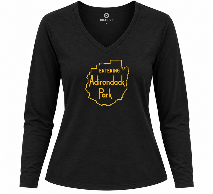 Entering Adirondack Park - Ladies Long Sleeve V-Neck