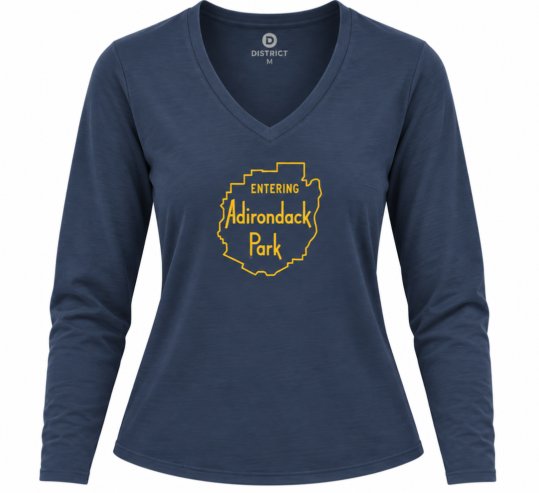 Entering Adirondack Park - Ladies Long Sleeve V-Neck
