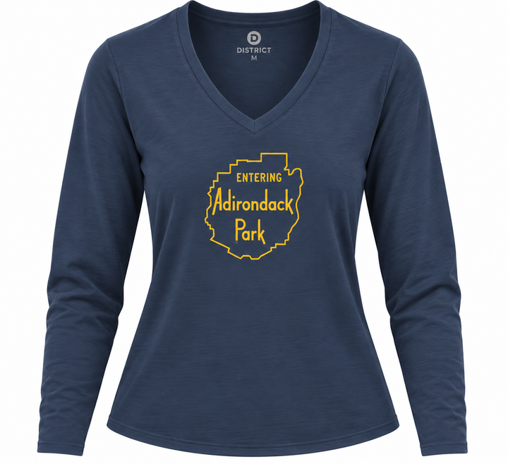 Entering Adirondack Park - Ladies Long Sleeve V-Neck