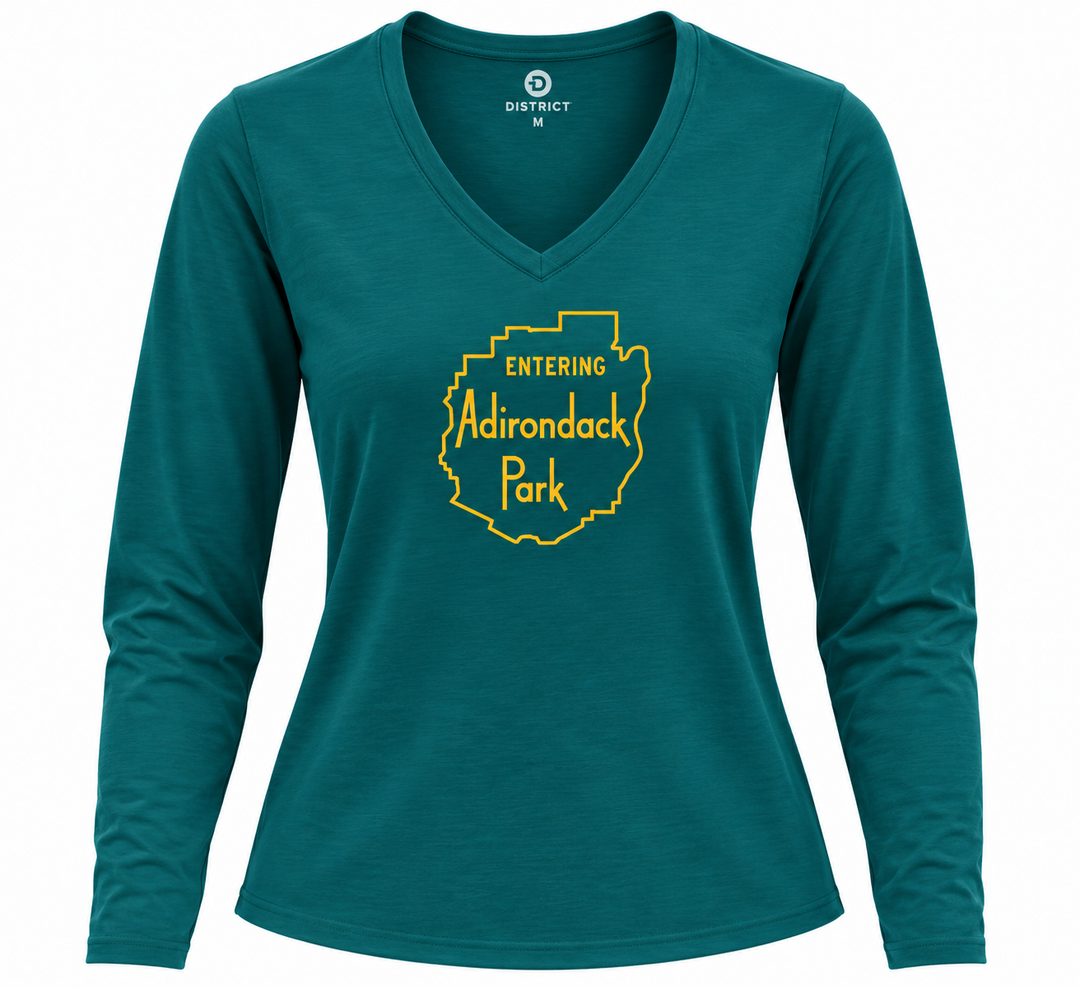 Entering Adirondack Park - Ladies Long Sleeve V-Neck